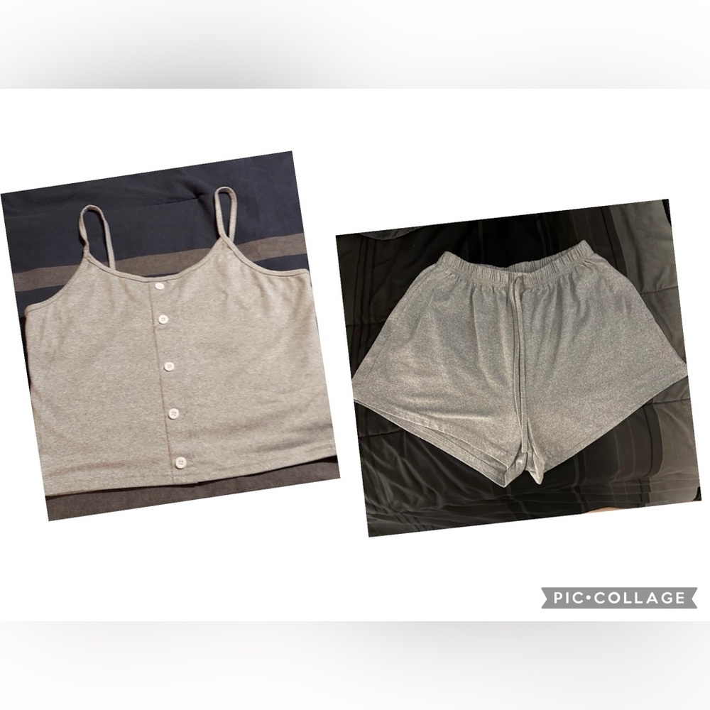 NWOT Grey Crop Night tank and shorts, size s juniors